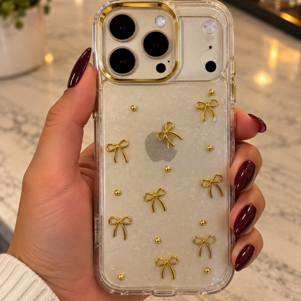Funda transparente Moño dorado