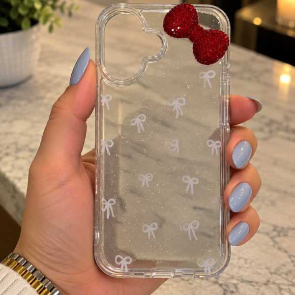 Funda transparente Moño gris para iPhone 17 Pro